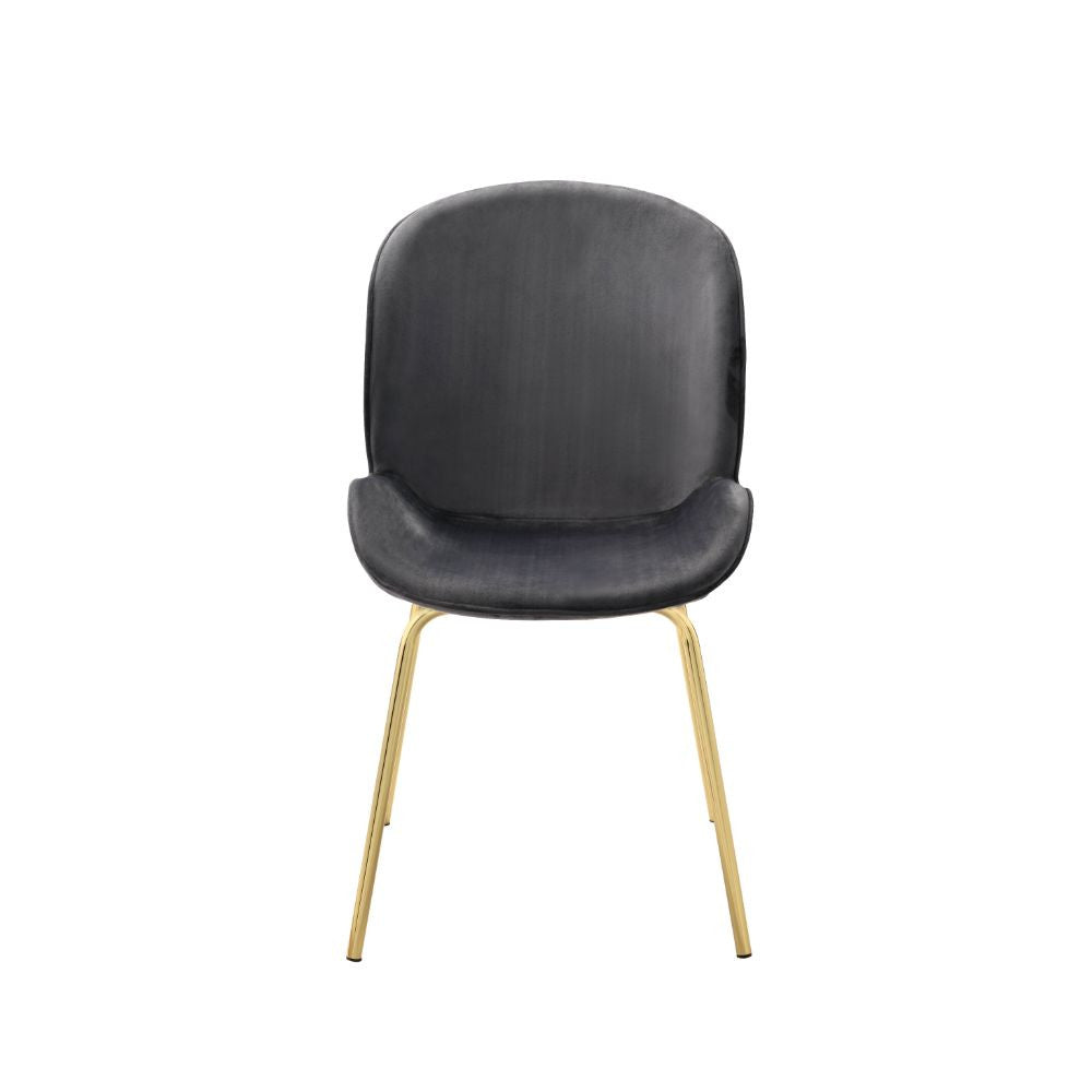 ACME 72948 Chuchip Side Chair (Set-2), Gray Velvet & Gold