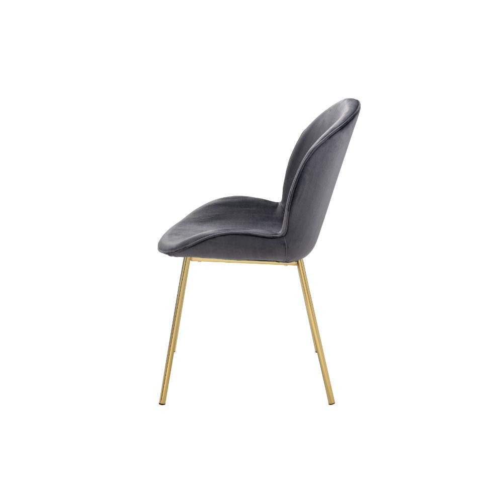 ACME 72948 Chuchip Side Chair (Set-2), Gray Velvet & Gold