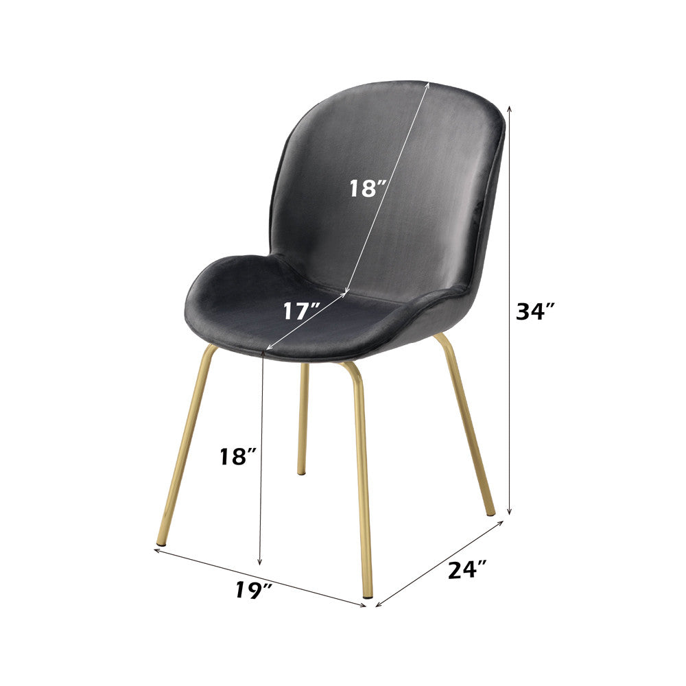 ACME 72948 Chuchip Side Chair (Set-2), Gray Velvet & Gold
