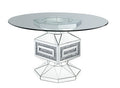 ACME 72955 Noralie Dining Table, Clear Glass, Mirrored & Faux Diamonds