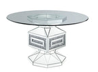 ACME 72955 Noralie Dining Table, Clear Glass, Mirrored & Faux Diamonds