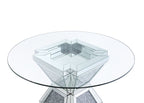 ACME 72960 Noralie Dining Table, Clear Glass, Mirrored & Faux Diamonds