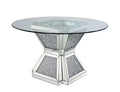 ACME 72960 Noralie Dining Table, Clear Glass, Mirrored & Faux Diamonds