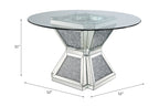 ACME 72960 Noralie Dining Table, Clear Glass, Mirrored & Faux Diamonds
