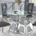 ACME 72960 Noralie Dining Table, Clear Glass, Mirrored & Faux Diamonds