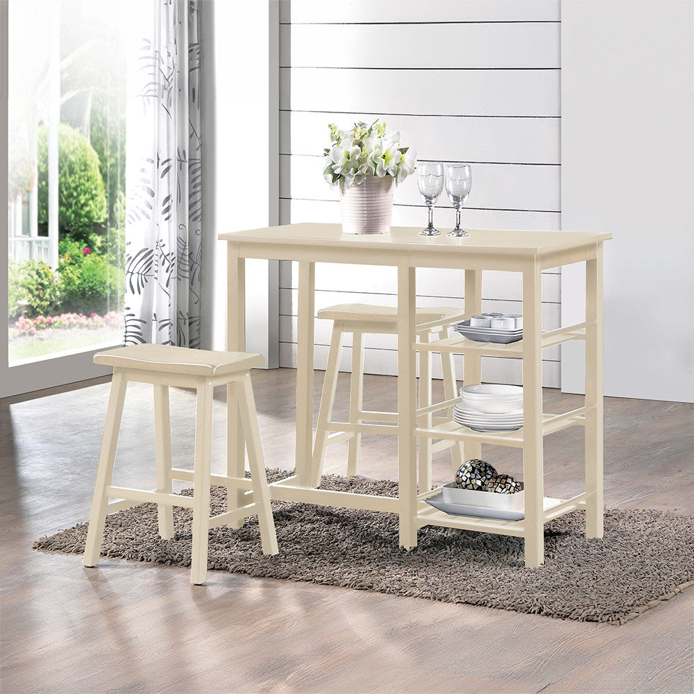 ACME 73052 Nyssa 3 Piece Pack Counter Height Set, Buttermilk