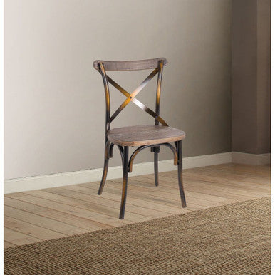 ACME 73077 Zaire Side Chair (1 Piece), Antique Copper & Antique Oak