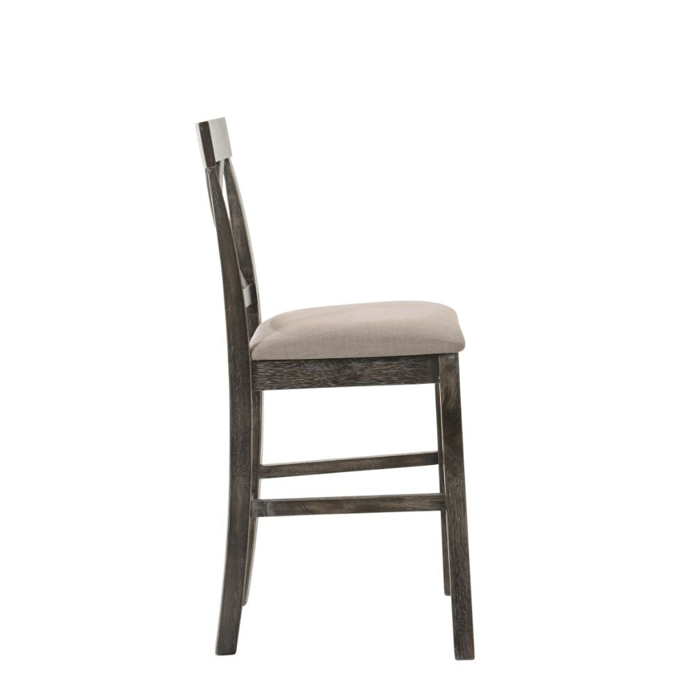 ACME 73832 Martha II Counter Height Chair (Set-2), Tan Linen & Weathered Gray