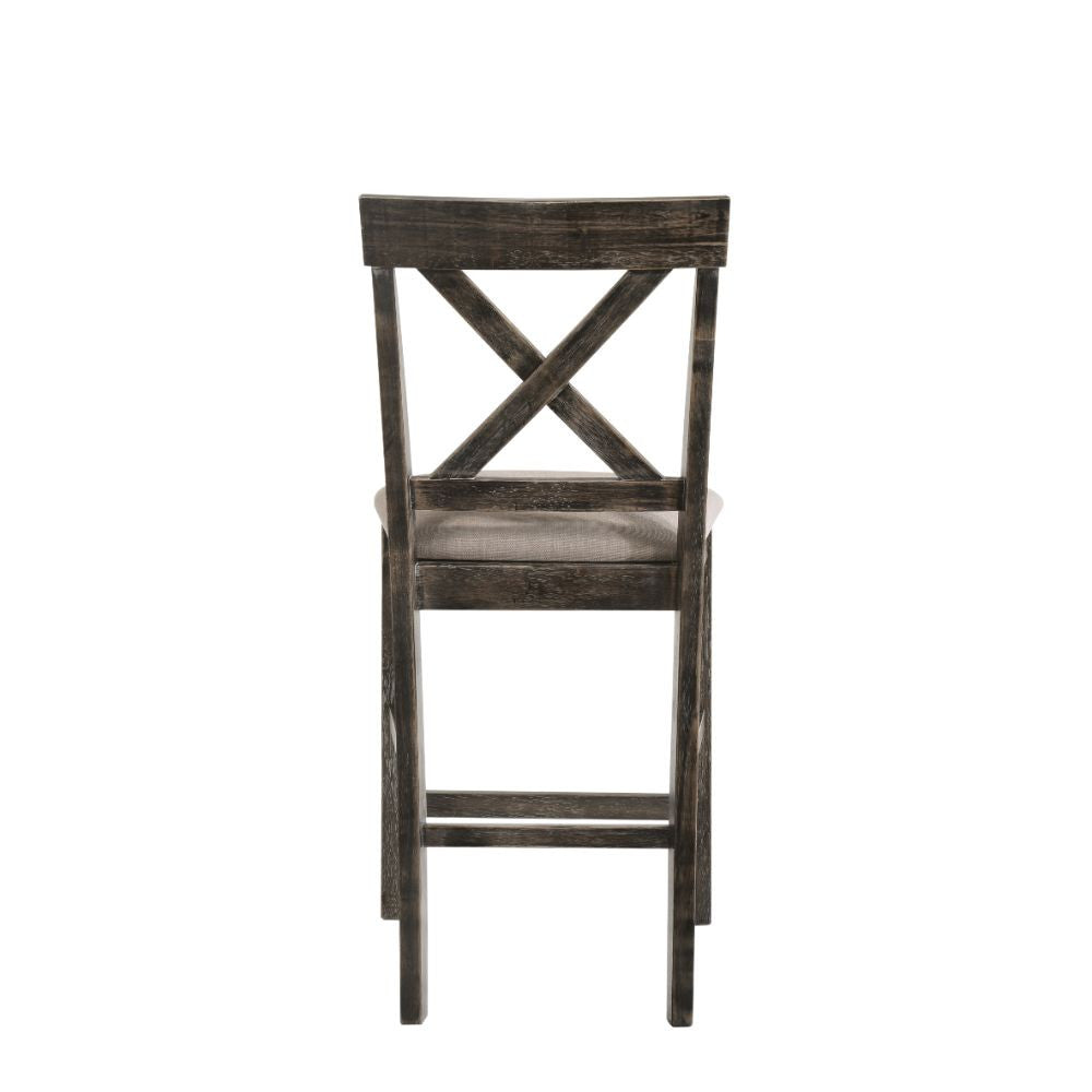 ACME 73832 Martha II Counter Height Chair (Set-2), Tan Linen & Weathered Gray