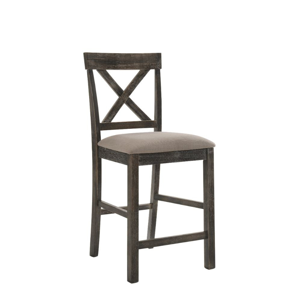 ACME 73832 Martha II Counter Height Chair (Set-2), Tan Linen & Weathered Gray