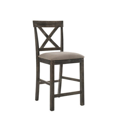 ACME 73832 Martha II Counter Height Chair (Set-2), Tan Linen & Weathered Gray