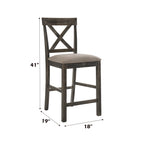 ACME 73832 Martha II Counter Height Chair (Set-2), Tan Linen & Weathered Gray