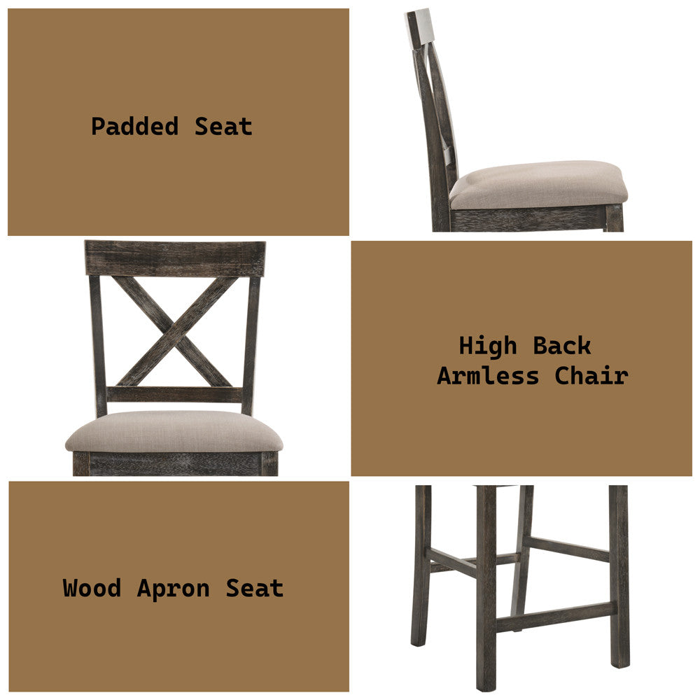 ACME 73832 Martha II Counter Height Chair (Set-2), Tan Linen & Weathered Gray