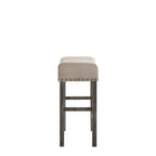 ACME 73833 Martha II Counter Height Stool (Set-2), Tan Linen & Weathered Gray