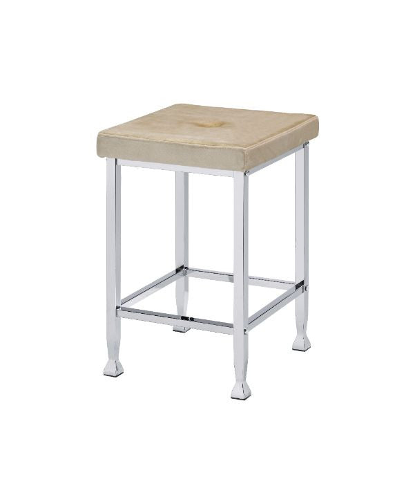 ACME 74007 Raine Counter High Stool, Beige Velvet & Chrome Finish