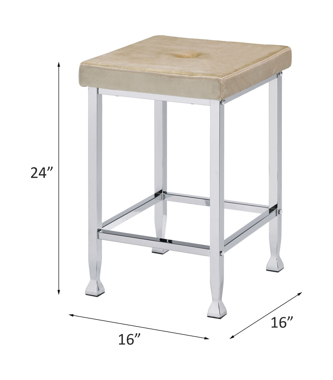 ACME 74007 Raine Counter High Stool, Beige Velvet & Chrome Finish