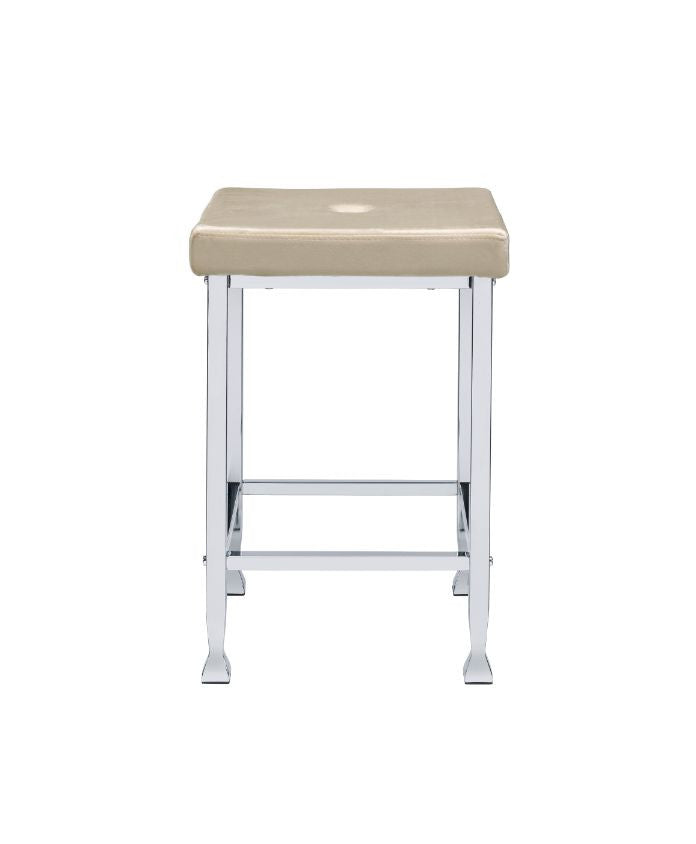 ACME 74007 Raine Counter High Stool, Beige Velvet & Chrome Finish
