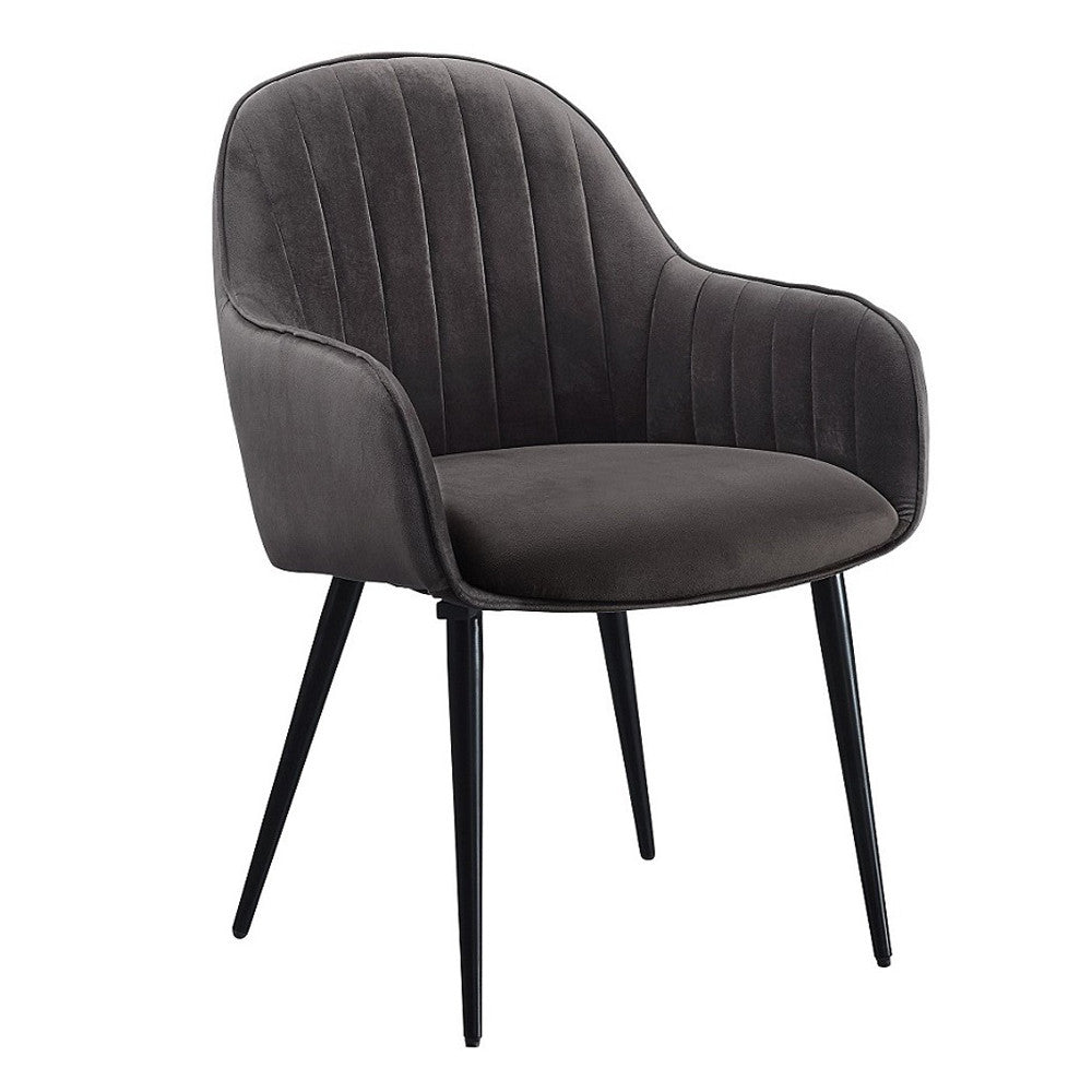 ACME 74011 Caspian Side Chair, Dark Gray Fabric & Black Finish