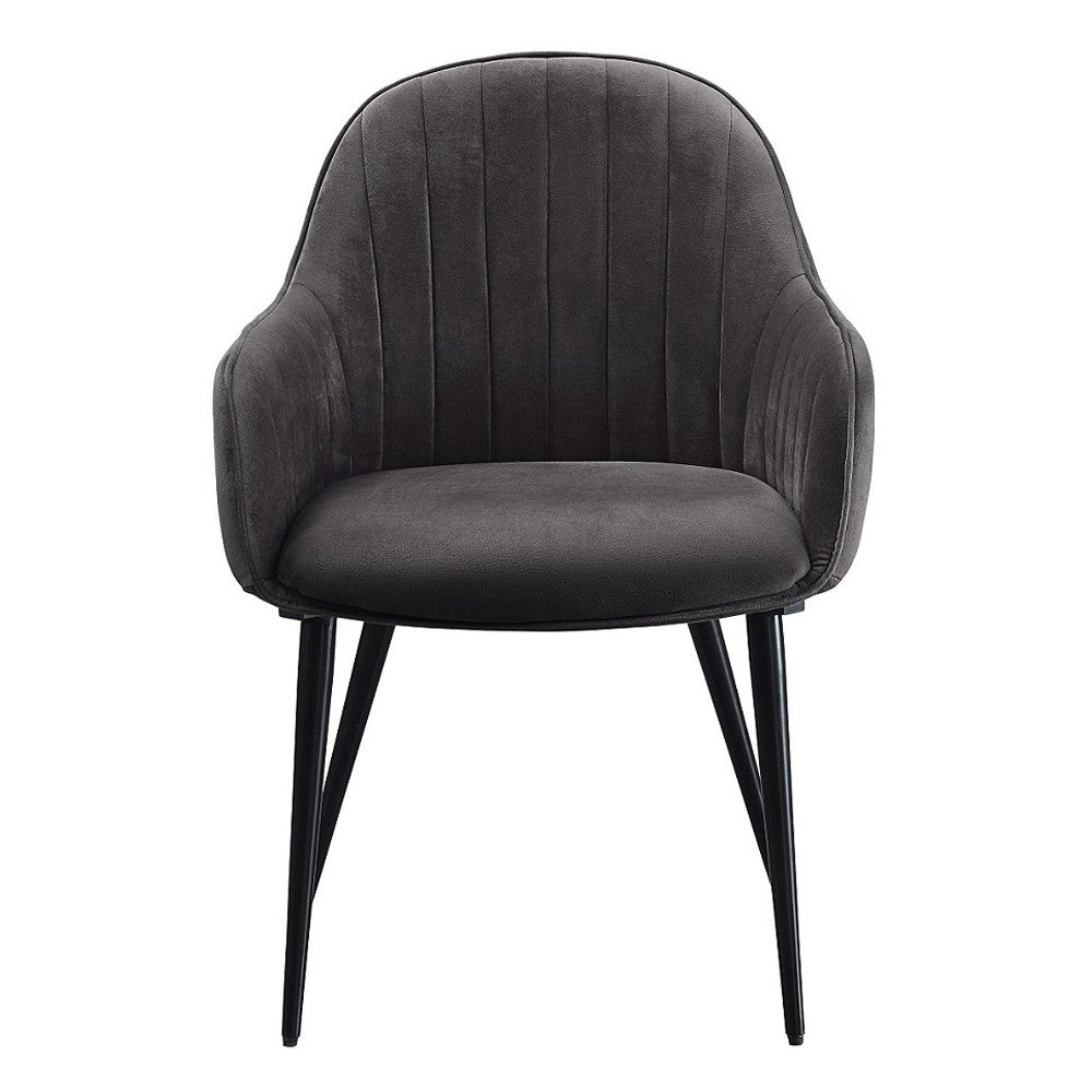 ACME 74011 Caspian Side Chair, Dark Gray Fabric & Black Finish