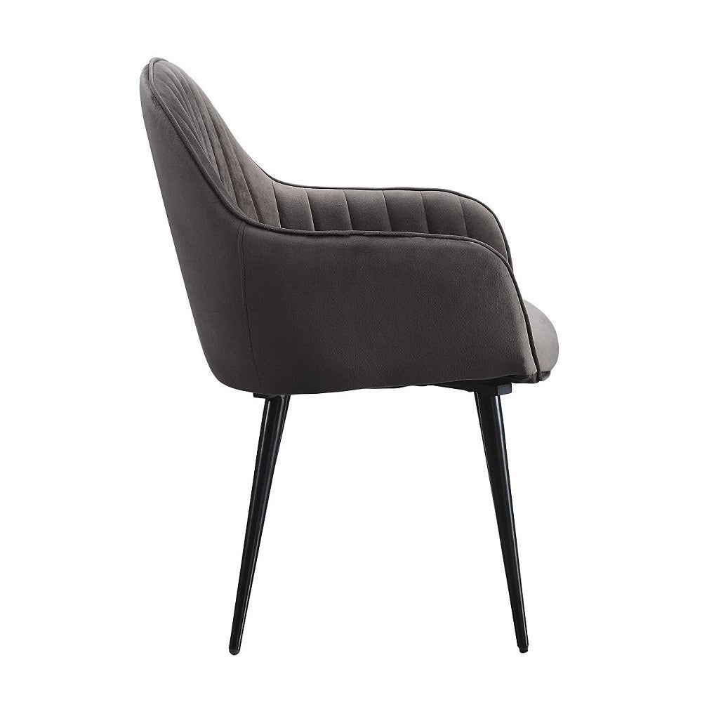 ACME 74011 Caspian Side Chair, Dark Gray Fabric & Black Finish