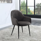 ACME 74011 Caspian Side Chair, Dark Gray Fabric & Black Finish