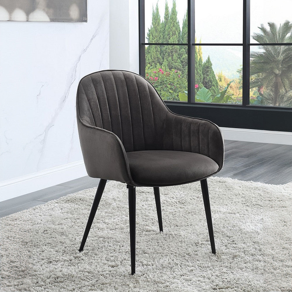 ACME 74011 Caspian Side Chair, Dark Gray Fabric & Black Finish