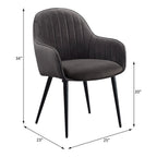 ACME 74011 Caspian Side Chair, Dark Gray Fabric & Black Finish