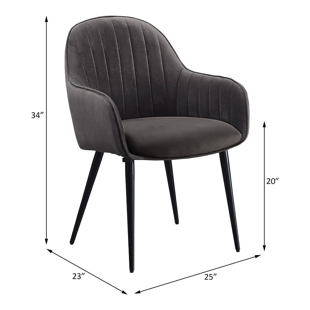 ACME 74011 Caspian Side Chair, Dark Gray Fabric & Black Finish