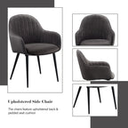 ACME 74011 Caspian Side Chair, Dark Gray Fabric & Black Finish