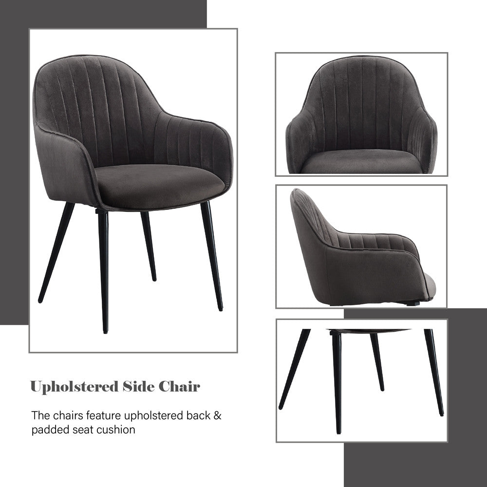 ACME 74011 Caspian Side Chair, Dark Gray Fabric & Black Finish