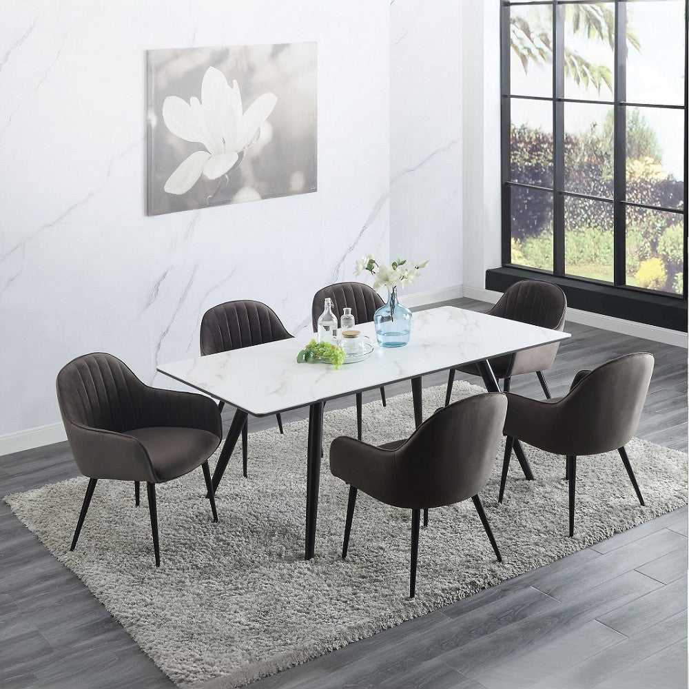 ACME 74011 Caspian Side Chair, Dark Gray Fabric & Black Finish