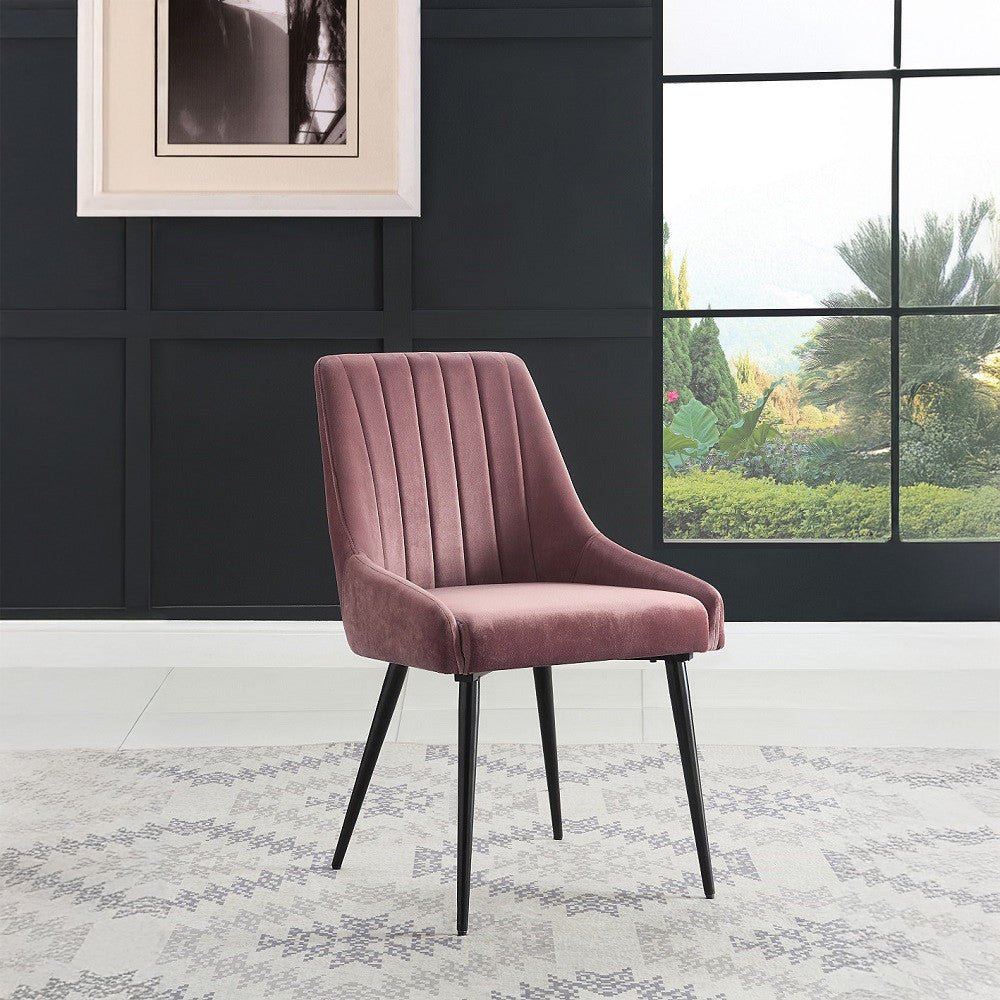 ACME 74012 Caspian Side Chair, Pink Fabric & Black Finish