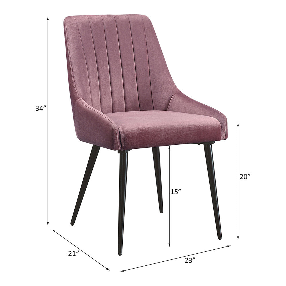 ACME 74012 Caspian Side Chair, Pink Fabric & Black Finish