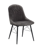 ACME 74016 Abraham Side Chair, Gray Fabric & Black Finish