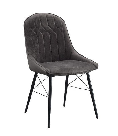ACME 74016 Abraham Side Chair, Gray Fabric & Black Finish