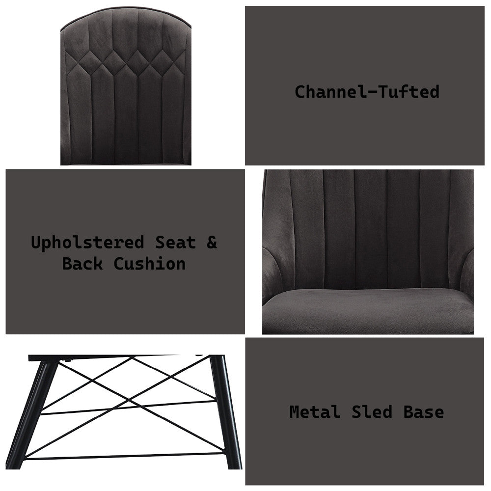 ACME 74016 Abraham Side Chair, Gray Fabric & Black Finish
