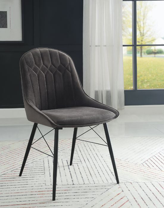 ACME 74016 Abraham Side Chair, Gray Fabric & Black Finish