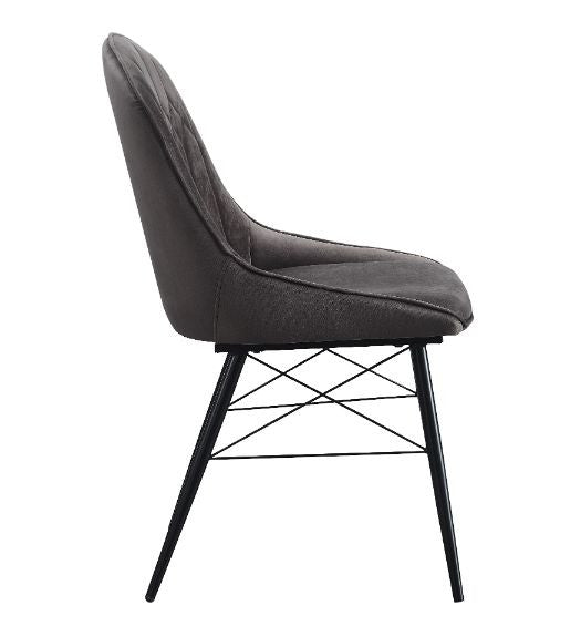 ACME 74016 Abraham Side Chair, Gray Fabric & Black Finish