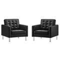 Modway EEI-4101 Loft Tufted Vegan Leather Armchairs Set of 2
