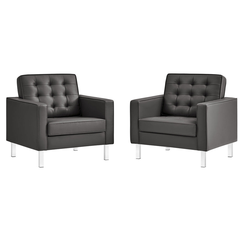 Modway EEI-4101 Loft Tufted Vegan Leather Armchairs Set of 2
