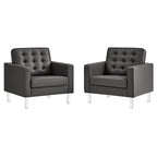 Modway EEI-4101 Loft Tufted Vegan Leather Armchairs Set of 2