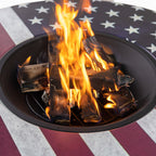 Deko Living 38 Inch Diameter Commemorative Outdoor Steel Woodburning  Fire Pit with Log Storage - COB10510