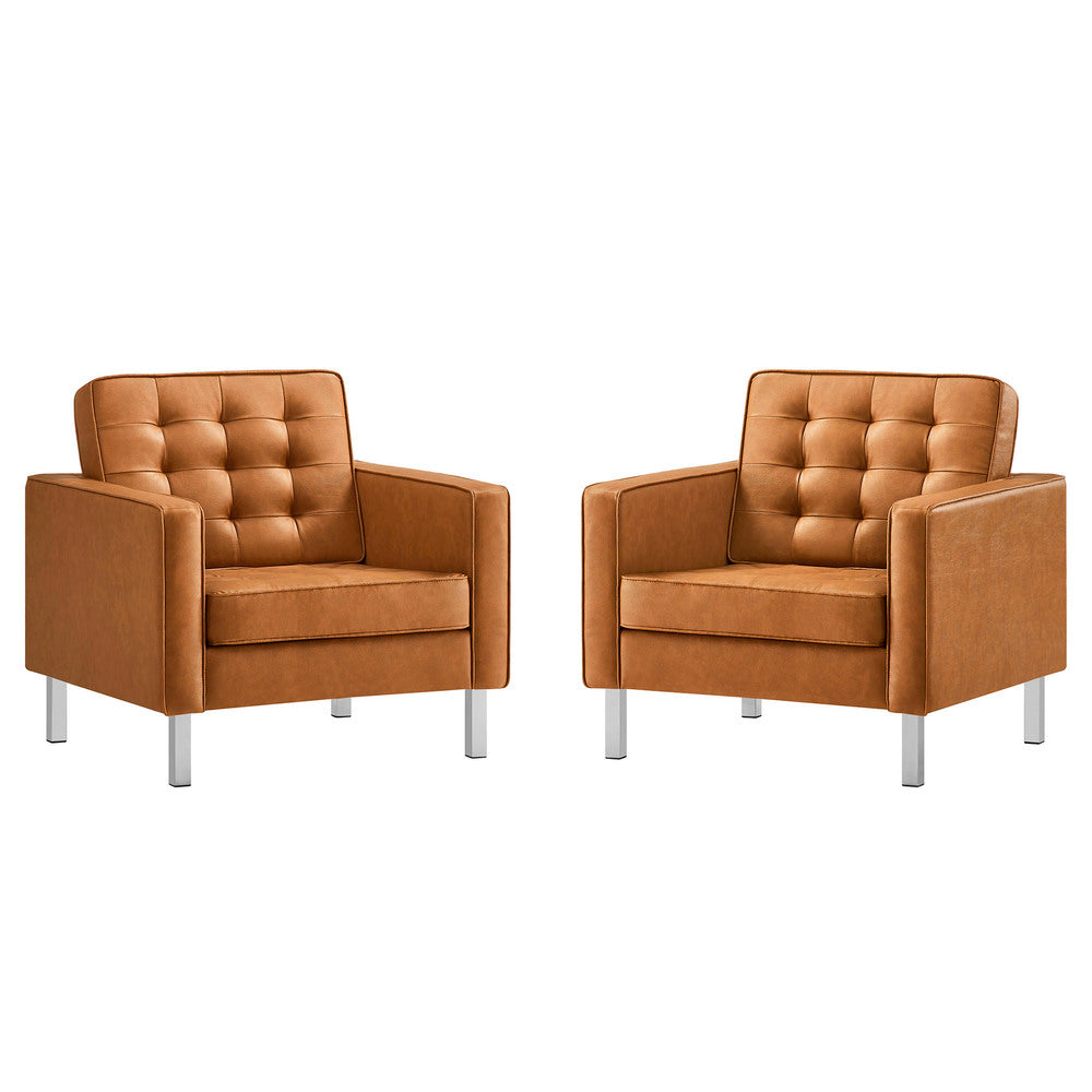 Modway EEI-4101 Loft Tufted Vegan Leather Armchairs Set of 2