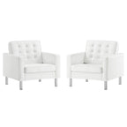 Modway EEI-4101 Loft Tufted Vegan Leather Armchairs Set of 2