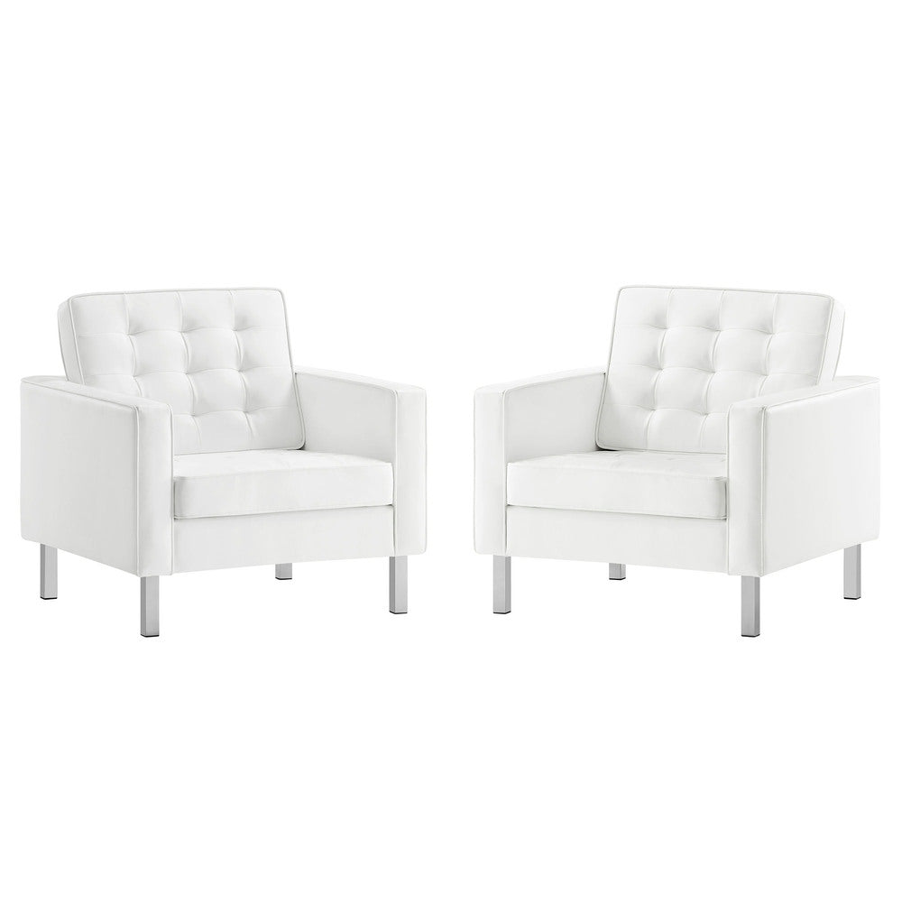 Modway EEI-4101 Loft Tufted Vegan Leather Armchairs Set of 2