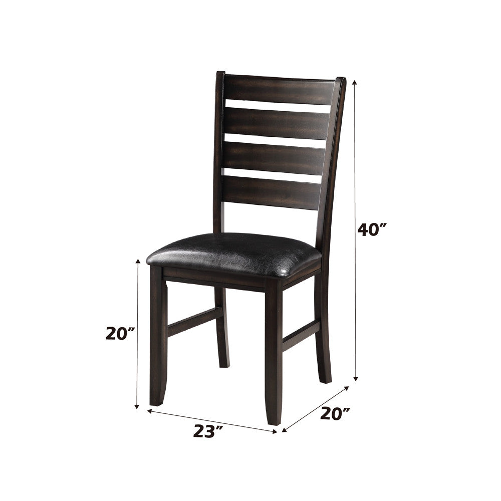 ACME 74624 Urbana Side Chair (Set-2), Black PU & Espresso  1