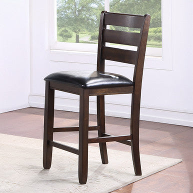 ACME 74633 Urbana Counter Height Chair (Set-2), Black PU & Espresso