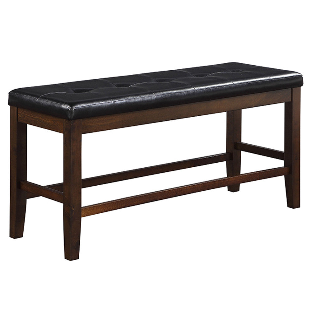 ACME 74634 Urbana Counter Height Bench, Black PU & Espresso