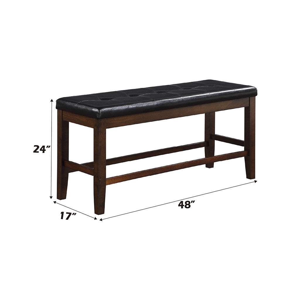 ACME 74634 Urbana Counter Height Bench, Black PU & Espresso