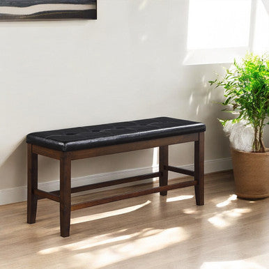 ACME 74634 Urbana Counter Height Bench, Black PU & Espresso